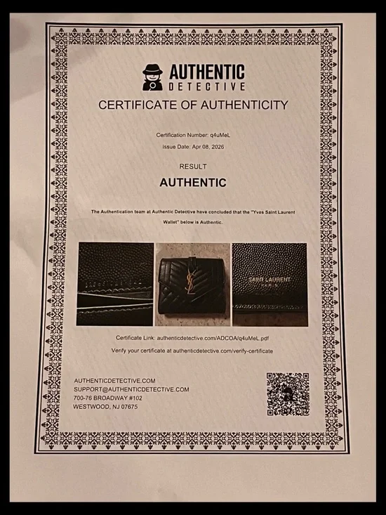 Authentic (YSL) Saint Laurent Mix Matelassé Monogram Short Wallet - Picture 14 of 14